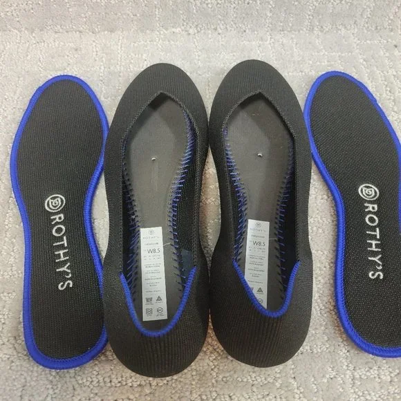 ROTHY’S Women's Size 8.5, 10.5 Black Solid Classic Round Toe Slip On Flat - Picture 7 of 12